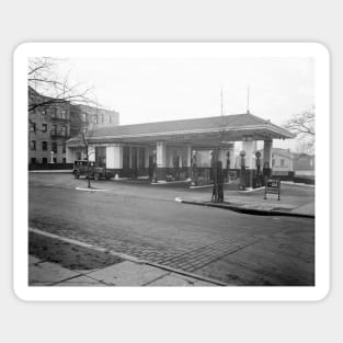 Amoco Gas Station, 1925. Vintage Photo Sticker